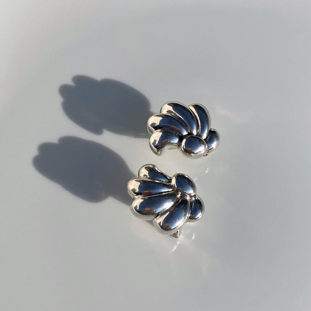 Vintage Bubble Chunky Sterling Silver Bulbous Round Sculptural Earrings